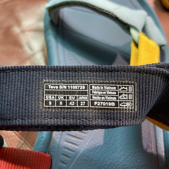 Teva Hurricane XLT2 Outdoor Voices Men's Sandals Hiking Red Blue Yellow Size 9 - Picture 8 of 10